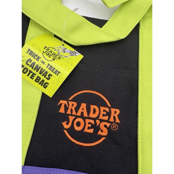 Trader Joe Halloween Mini Canvas Tote Bag 2025 Set Orange Green Purple Black New - Picture 5 of 6